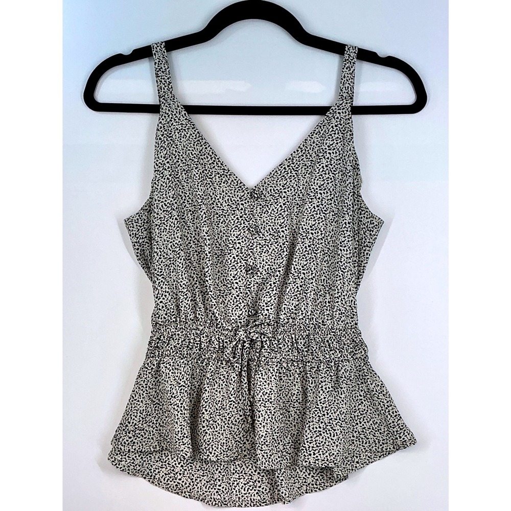 Sienna Sky Speckled Print Peplum Tank Elastic Tie Waist Flowy Going Out Top Sz S